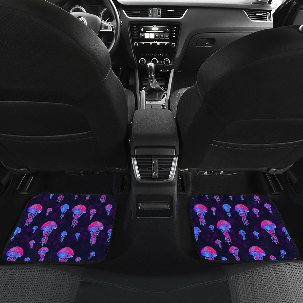 Jellyfish Neon Print Car Floor Mats Front Back