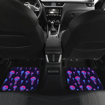 Jellyfish Neon Print Car Floor Mats Front Back