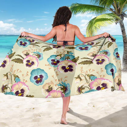Pansy Pattern Print Design A02 Sarong Pareo Wrap