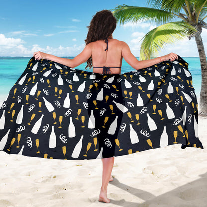 Champagne Pattern Print Design 01 Sarong Pareo Wrap