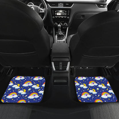 Rainbow Space Design Print Car Floor Mats Front Back