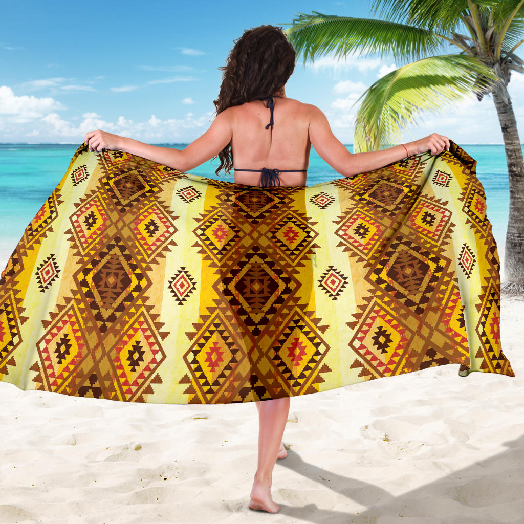 Native Pattern Print Design A09 Sarong Pareo Wrap