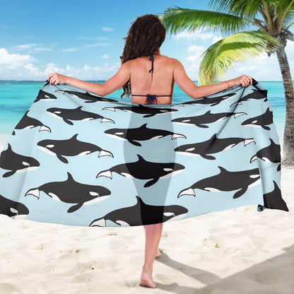 Killer Whale Pattern Print Design 01 Sarong Pareo Wrap