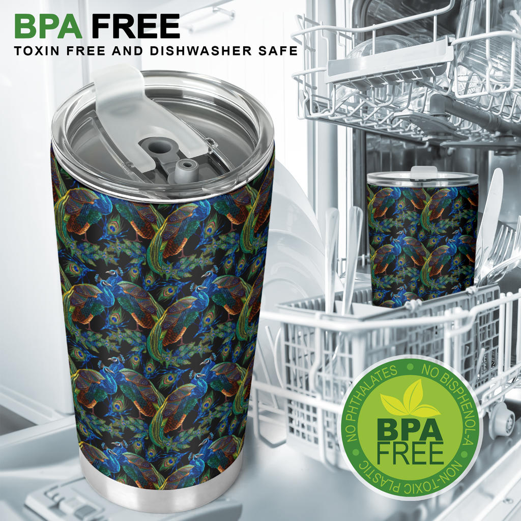 Peacock Themed Design Print Tumbler