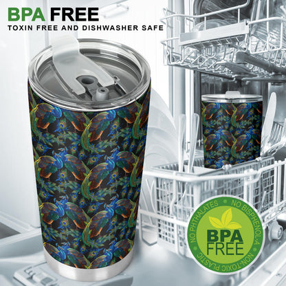Peacock Themed Design Print Tumbler