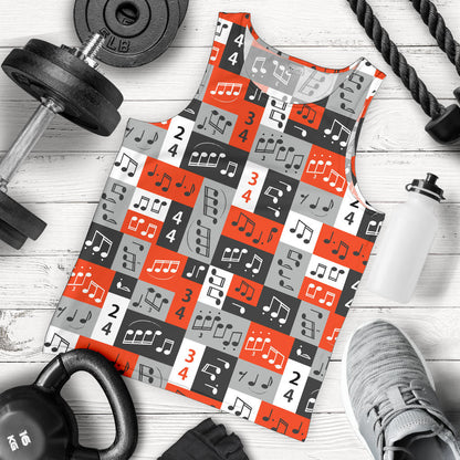 Music Note Design Themed Print Men Tank Top