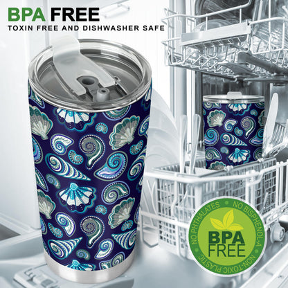 Beach Seashell Blue Print Tumbler