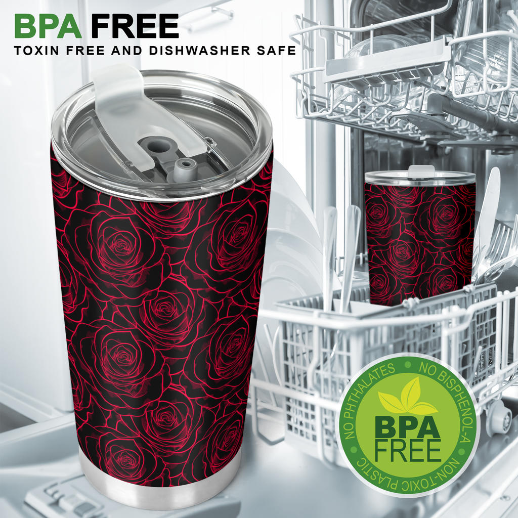 Red Rose Design Print Tumbler