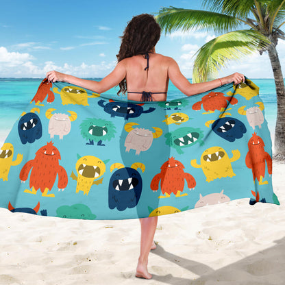 Monster Cartoon Pattern Print Design 03 Sarong Pareo Wrap