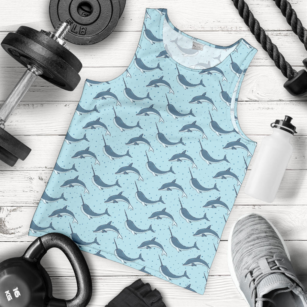 Narwhal Dolphin Print Men Tank Top