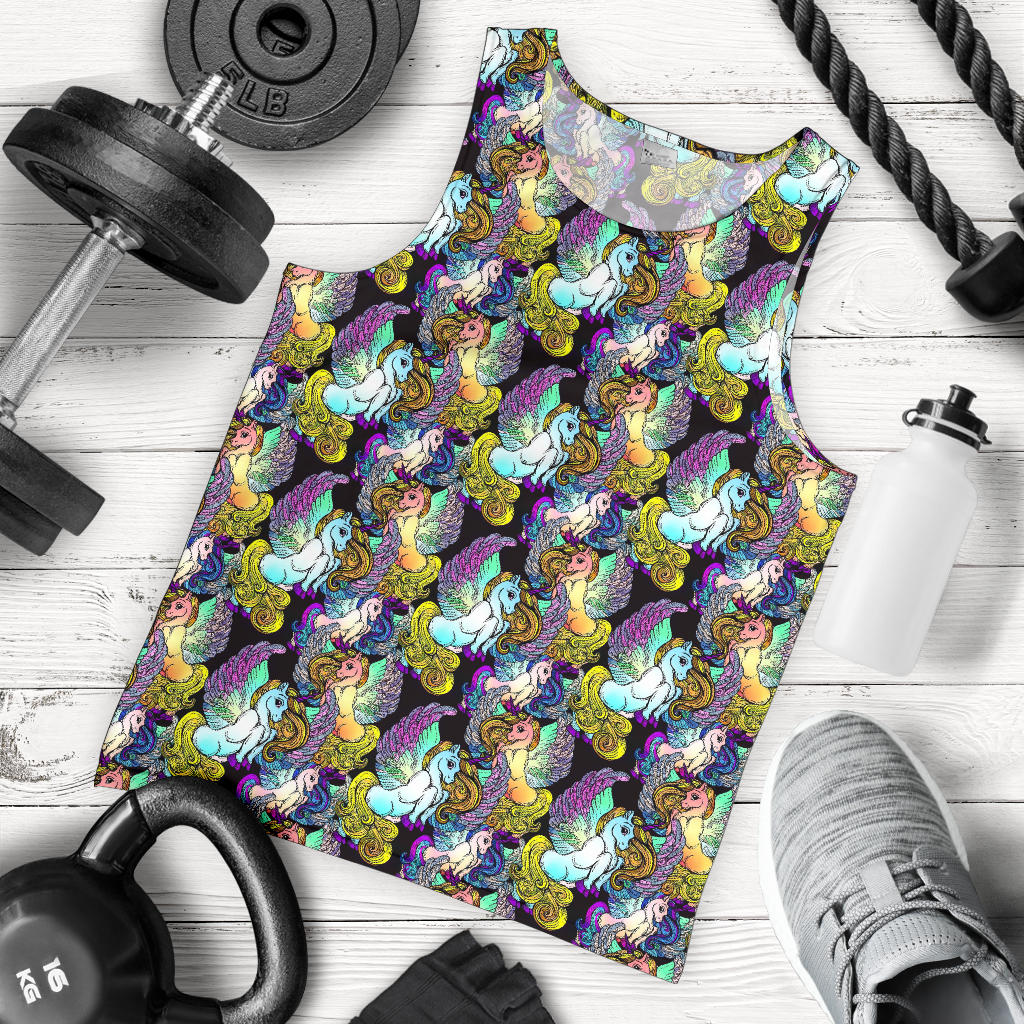 Unicorn With Wings Print Pattern Men Tank Top
