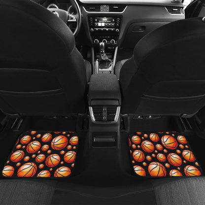 Basketball Black Background Pattern Car Floor Mats Front Back