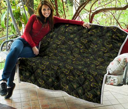 Peacock Feather Pattern Design Print Quilt Bedspread