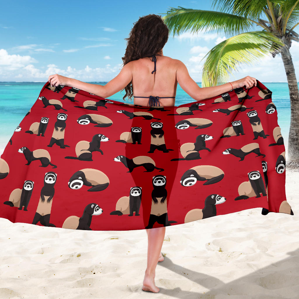 Ferret Pattern Print Design 02 Sarong Pareo Wrap