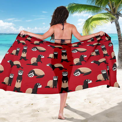 Ferret Pattern Print Design 02 Sarong Pareo Wrap