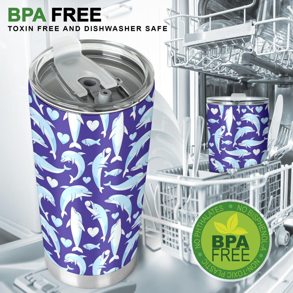 Dolphin Smile Print Pattern Tumbler