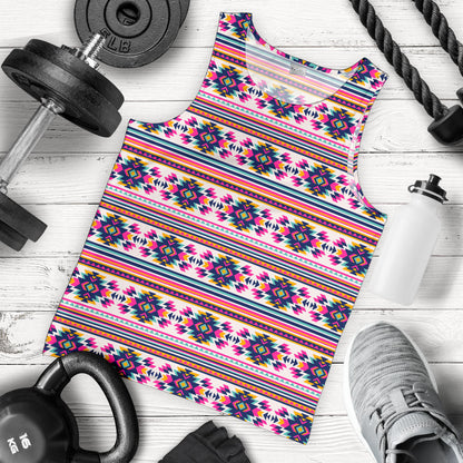 Indian Navajo Neon Themed Design Print Men Tank Top