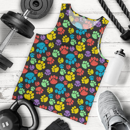 Paw Colorful Print Men Tank Top
