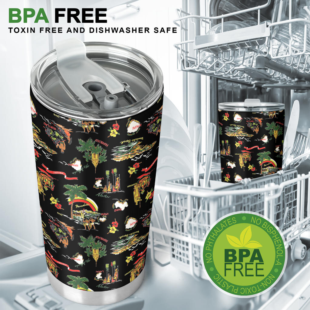 Hawaiian Island Themed Print Tumbler