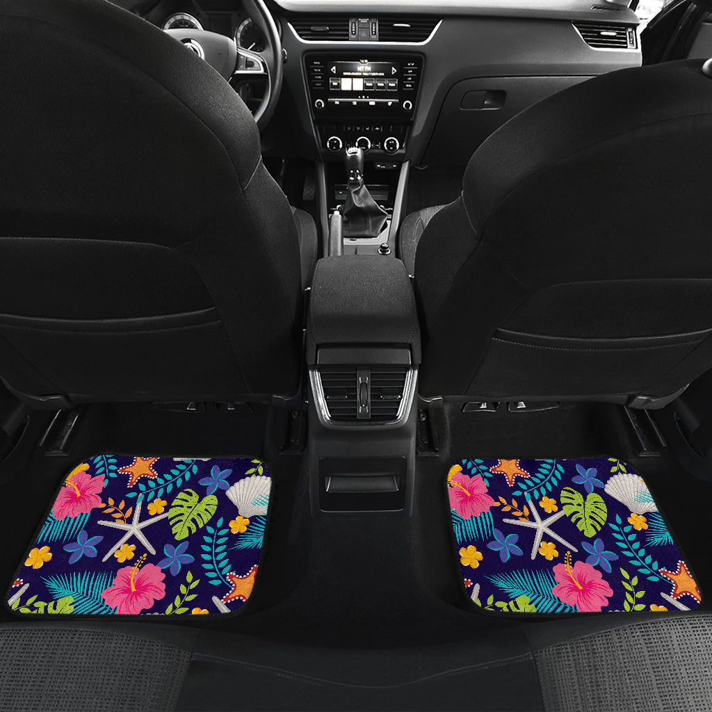 Beach Seashell Floral Theme Car Floor Mats Front Back