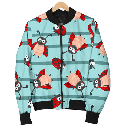 Ladybug Happy Print Pattern Men Bomber Jacket