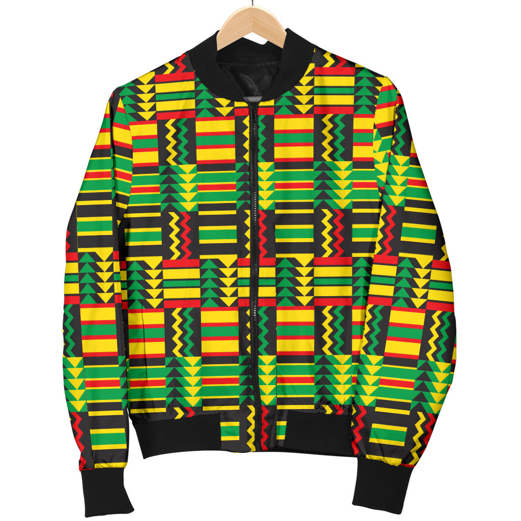African Zip Zag Print Pattern Men Bomber Jacket