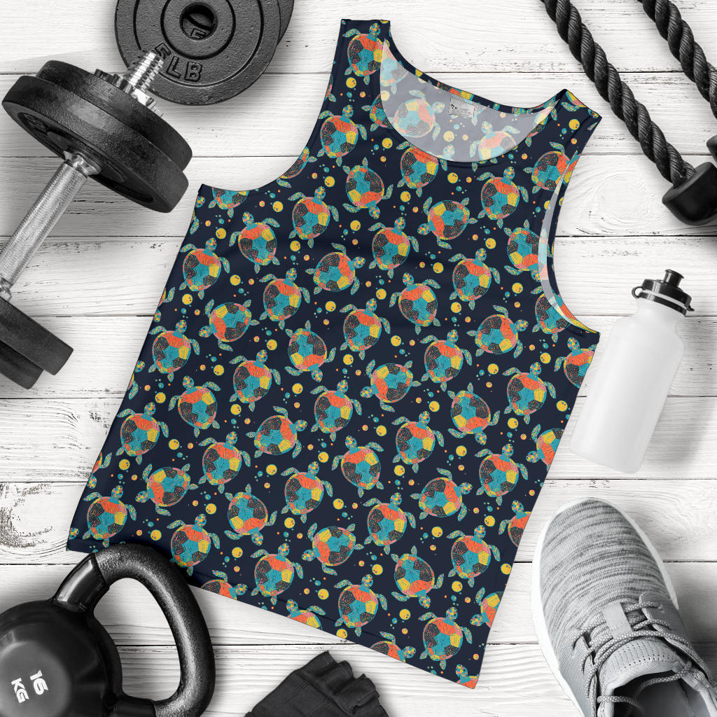 Sea Turtle Colorful with bubble Print Men Tank Top