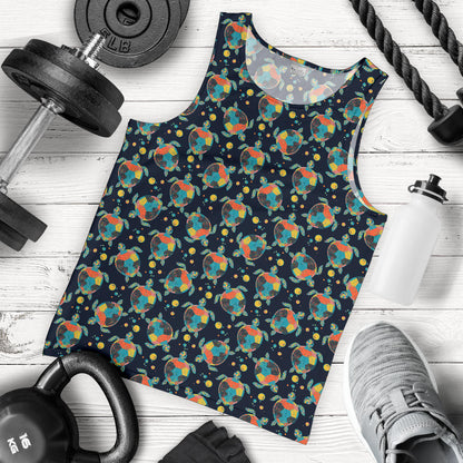 Sea Turtle Colorful with bubble Print Men Tank Top