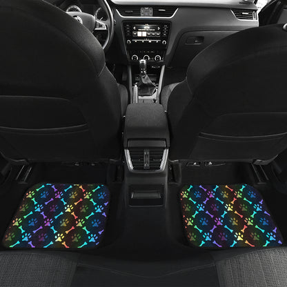 Paw Rainbow Print Car Floor Mats Front Back