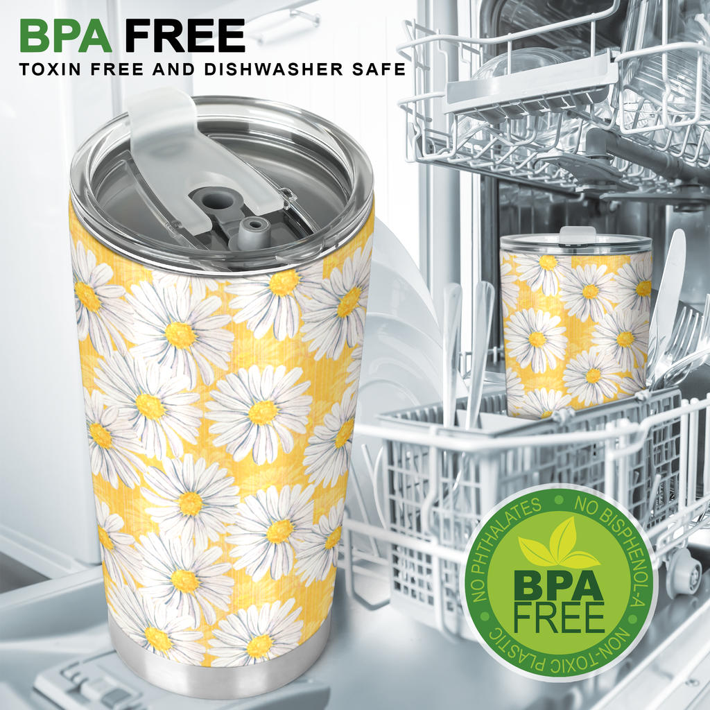 Daisy Yellow Watercolor Print Pattern Tumbler