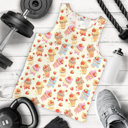 Cupcakes Strawberry Cherry Print Men Tank Top