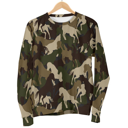 Horse Camo Themed Design Print Men Long Sleeve Sweatshirt