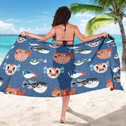 Fugu Pattern Print Design 02 Sarong Pareo Wrap