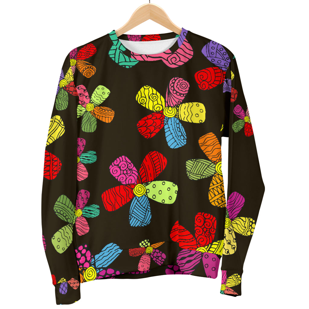 Flower Power Colorful Print Pattern Men Long Sleeve Sweatshirt
