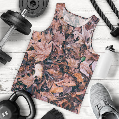 Camouflage Realistic Tree Leaf Print Men Tank Top