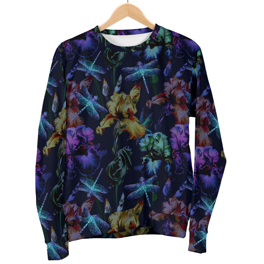 Dragonfly With Floral Print Pattern Women Long Sleeve Sweatshirt