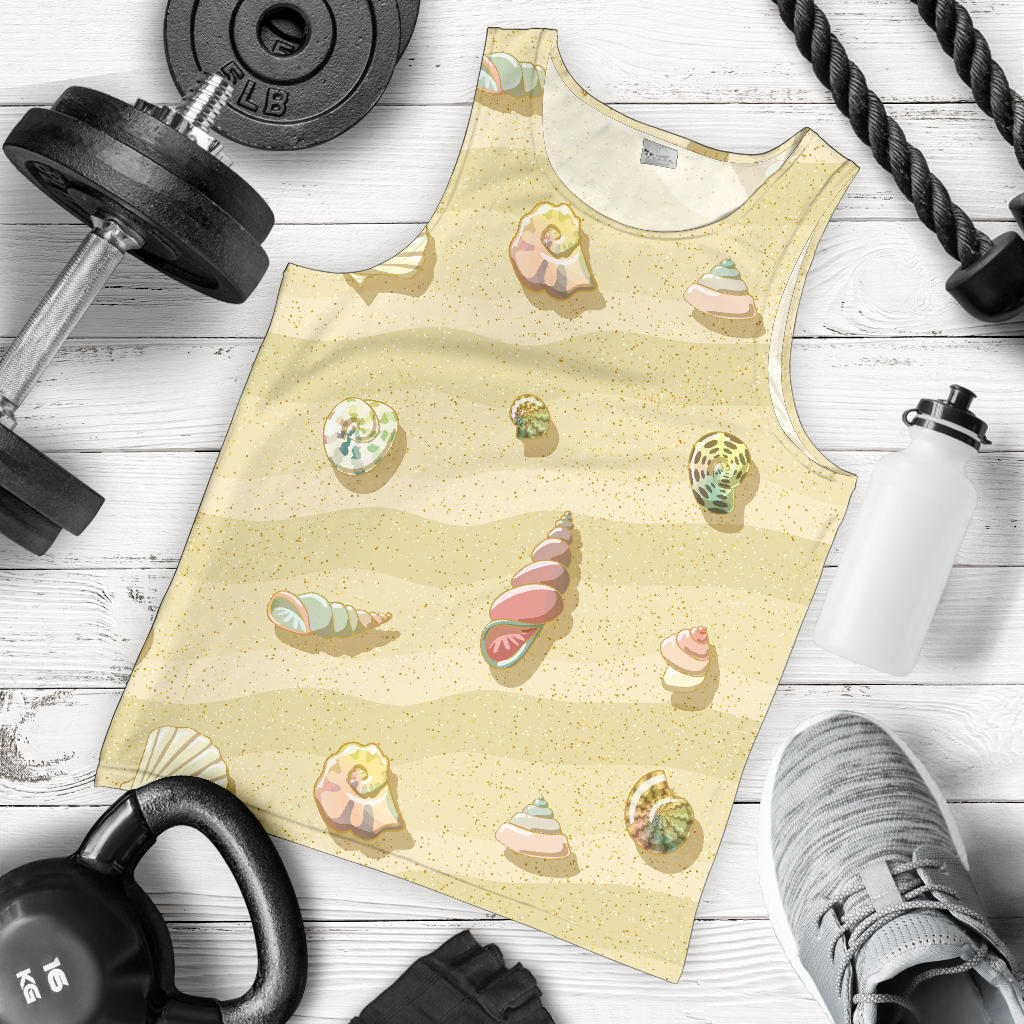 Beach with Seashell Theme Men Tank Top