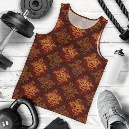 Chinese Dragons Gold Design Men Tank Top