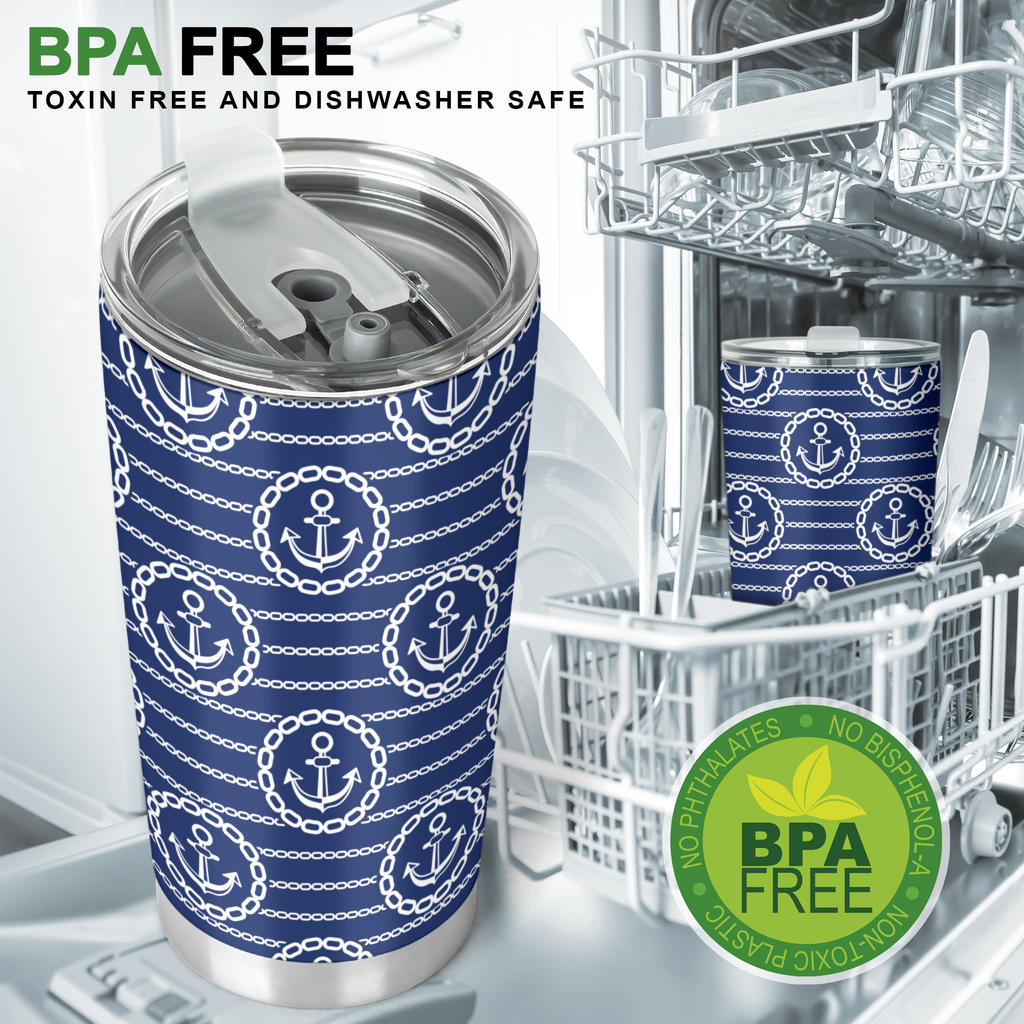 Anchor Stripe Pattern Tumbler