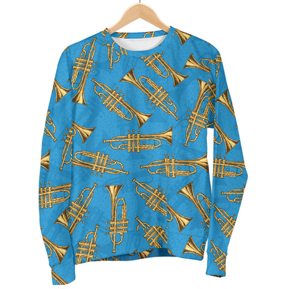 Trumpet Golden Pattern Themed Print Men Long Sleeve Sweatshirt