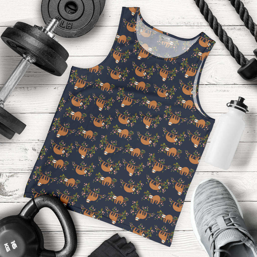 Sloth flower Design Themed Print Men Tank Top
