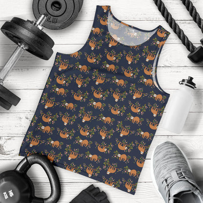 Sloth flower Design Themed Print Men Tank Top