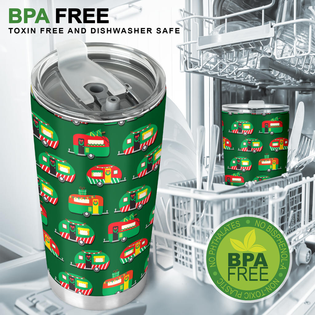 Camper Camping Christmas Themed Print Tumbler