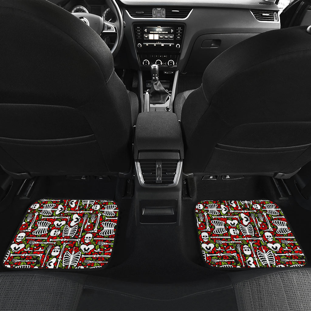Skeleton Pattern Print Car Floor Mats Front Back