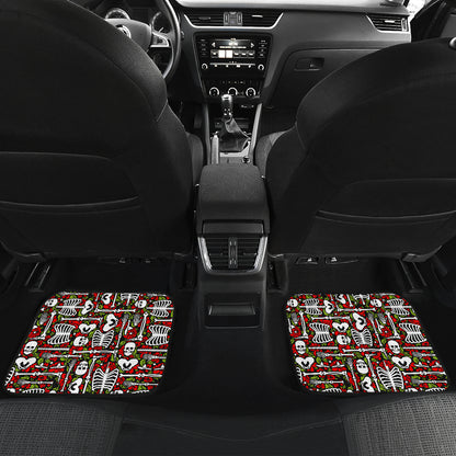 Skeleton Pattern Print Car Floor Mats Front Back