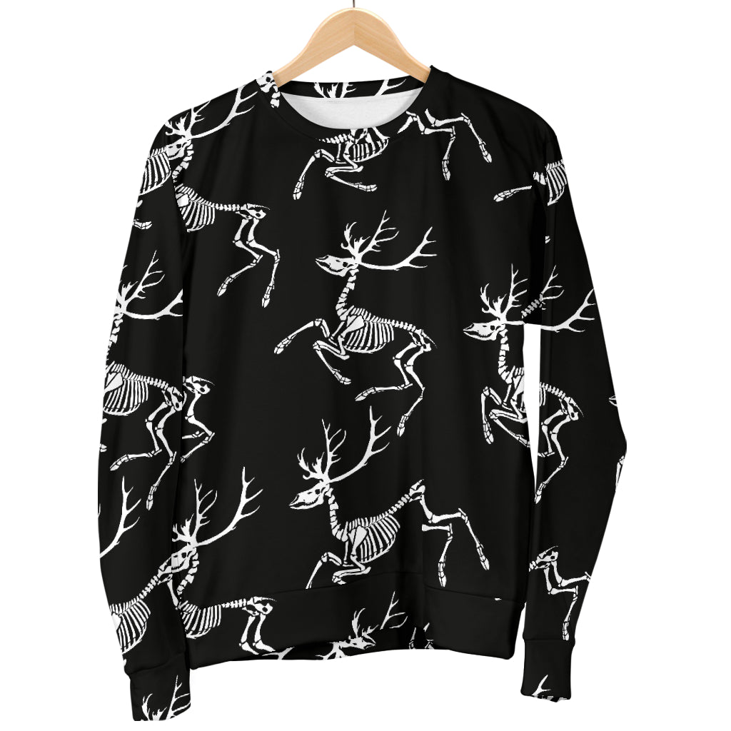 Deer Skeleton Print Pattern Men Long Sleeve Sweatshirt