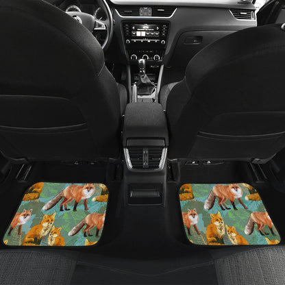 Fox Autumn leaves Themed Car Floor Mats Front Back