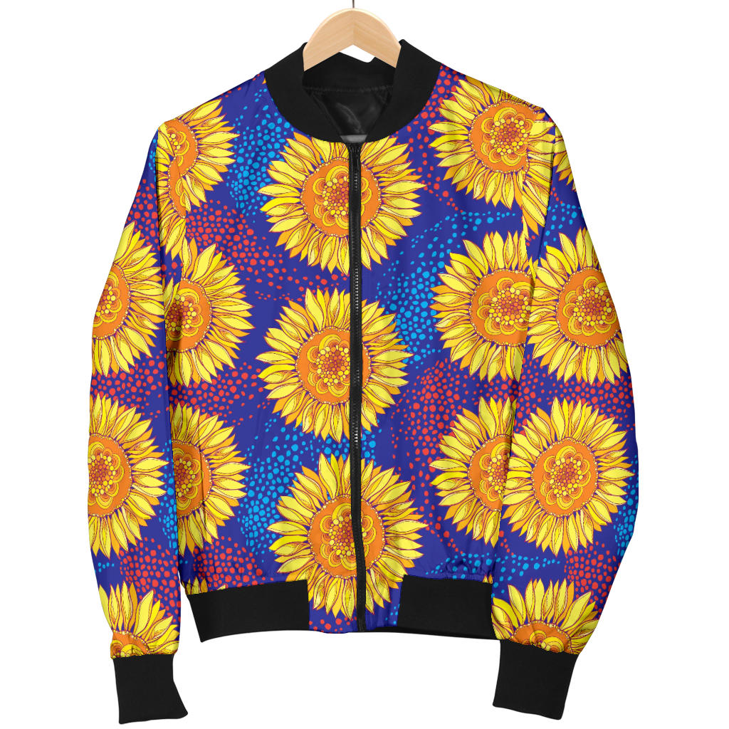 Sunflower Hand Drawn Style Print Men Bomber Jacket