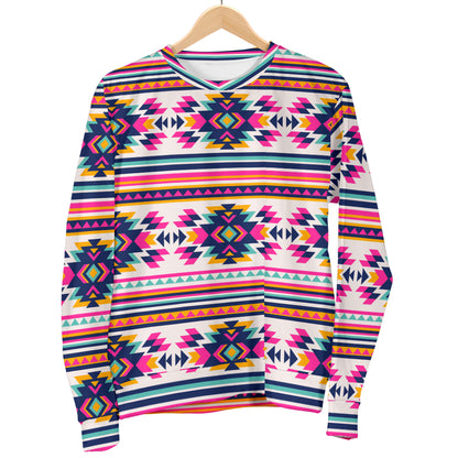 Indian Navajo Neon Themed Design Print Women Long Sleeve Sweatshirt