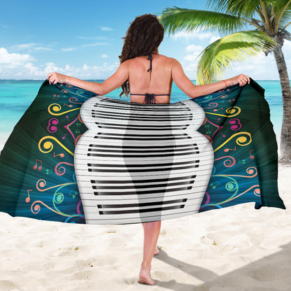 Piano Pattern Print Design 01 Sarong Pareo Wrap